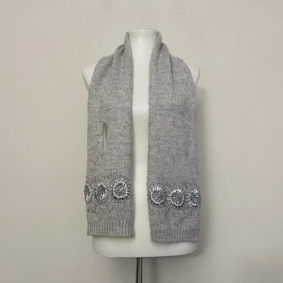 Talbots wool alpaca mohair blend gray scarf chic girly snow winter - Picture 2 of 4